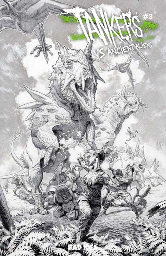Tankers vs Ancient Aliens # 3 (Of 5) Cover D Lewis Larosa Bw 1:20 Ratio Variant