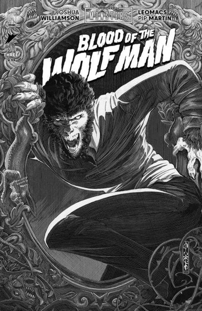 Universal Monsters Blood Of The Wolf Man #3 (Of 4) Cover D Evan Cagle Black & White Classic Horror 1:25 Ratio Variant