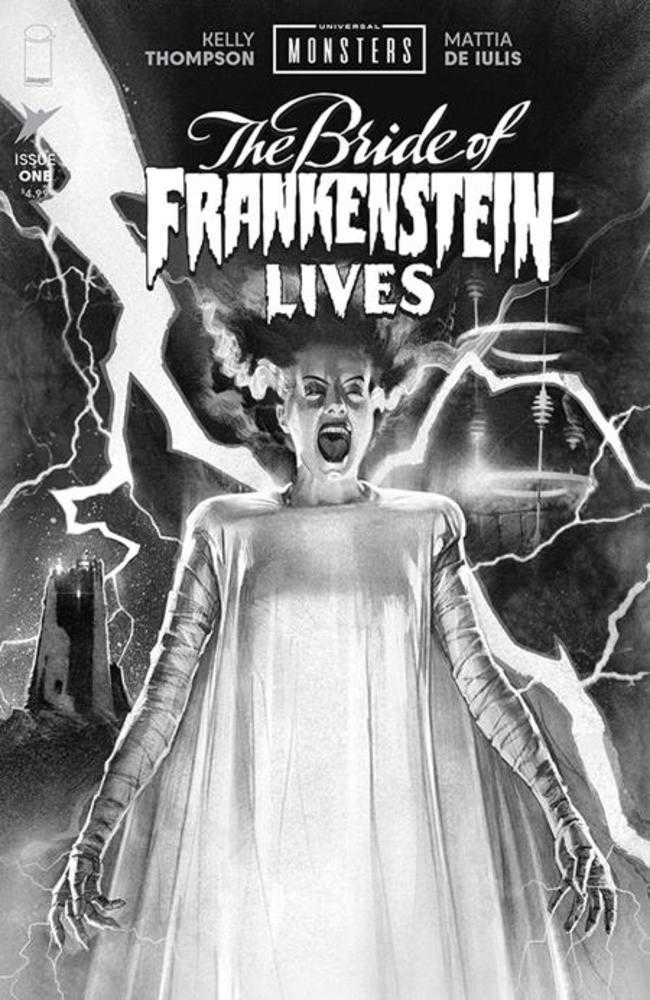 Universal Monsters The Bride Of Frankenstein Lives #1 (Of 4) Cover E Joshua Middleton Black & White Classic Horror 1:25 Ratio Variant