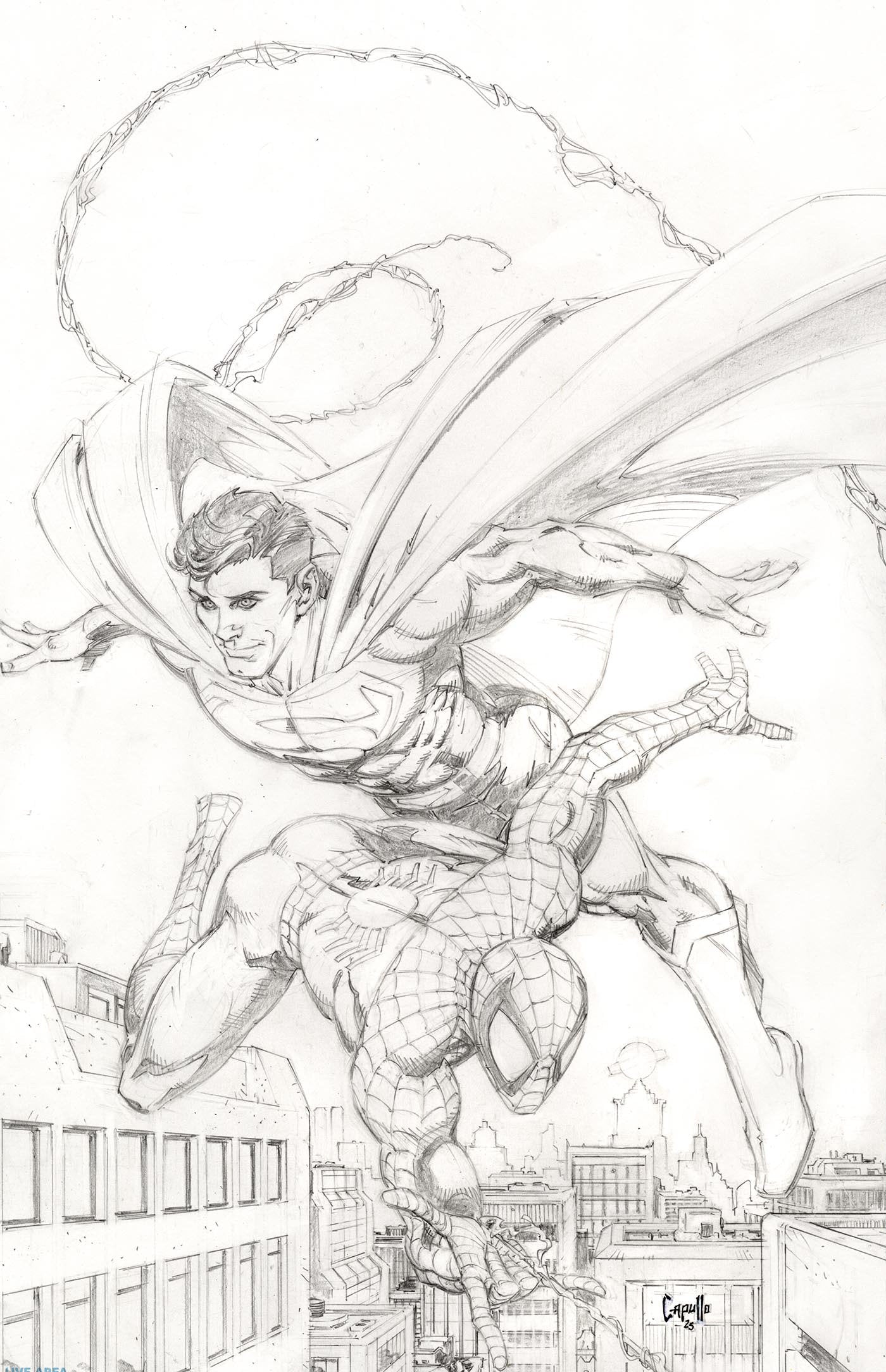 Marvel/DC: Spider-Man/Superman #1 Greg Capullo Full Art Sketch 1:200 Ratio Variant