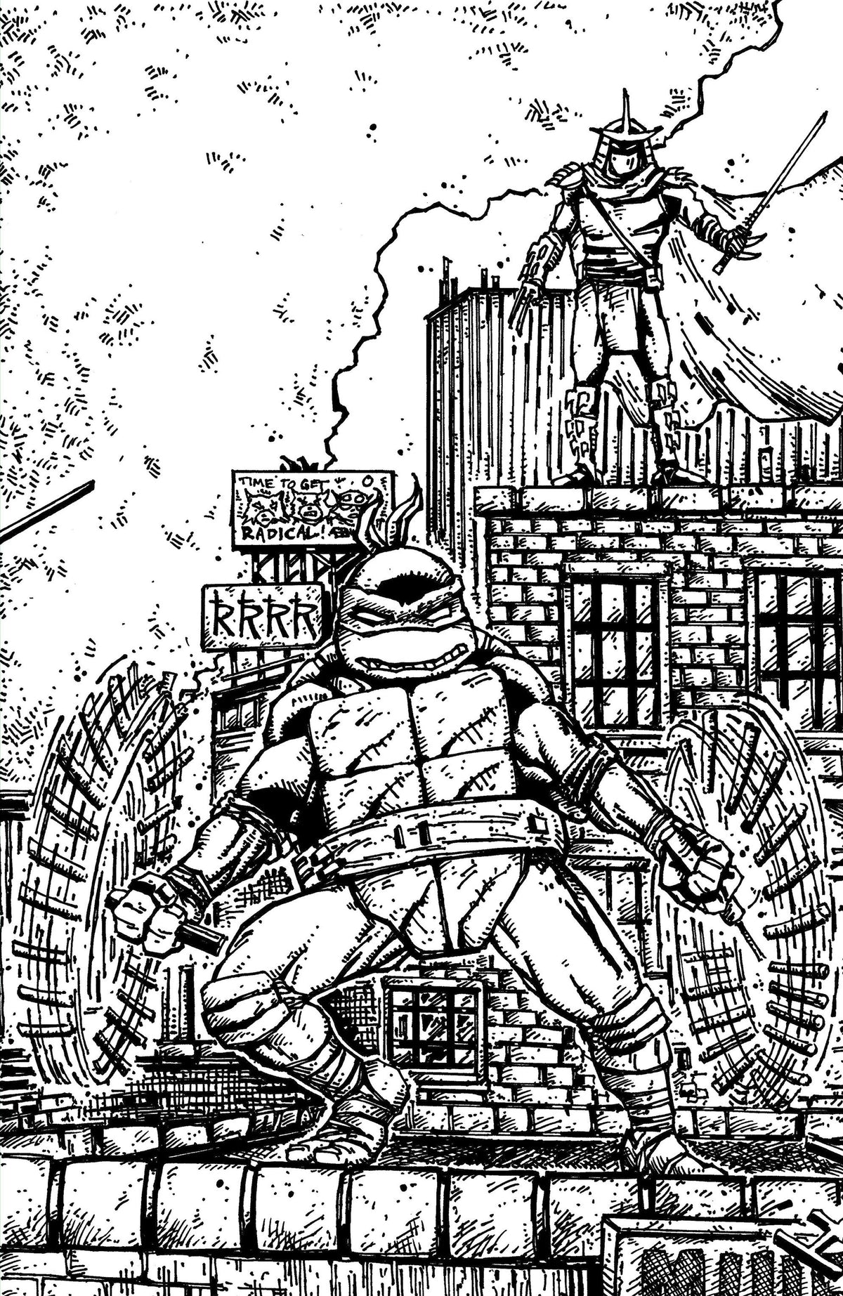 Teenage Mutant Ninja Turtles #23 1:10 Ratio Variant Ri (10) (Eastman & Bishop Black & White Full Art)