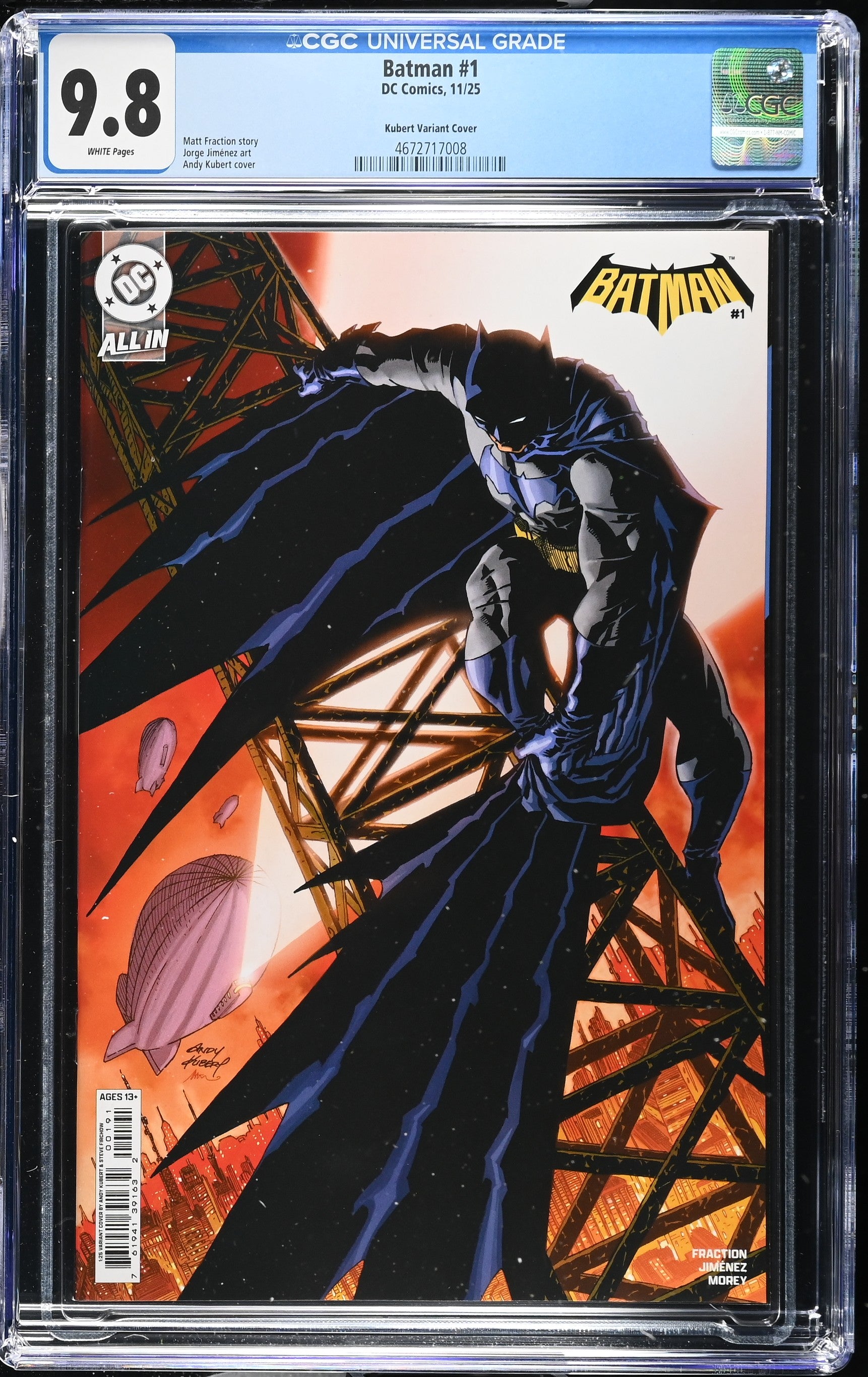 Batman #1 (2025) Cover L 1:25 Andy Kubert Variant CGC 9.8