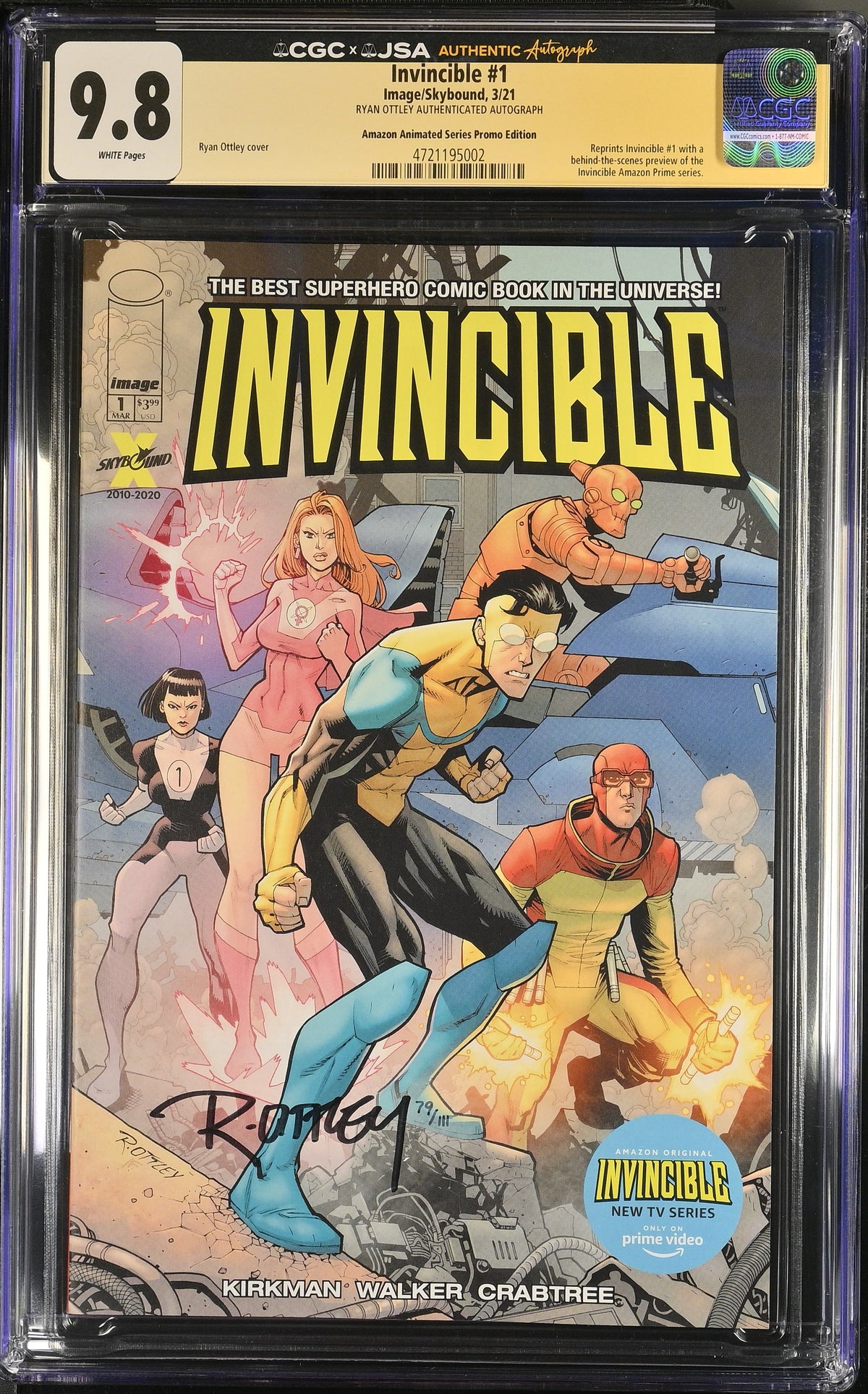 Invincible #1 Amazon Animated Series Promo Edition Signed by Ryan Ottley (JSA) CGC 9.8