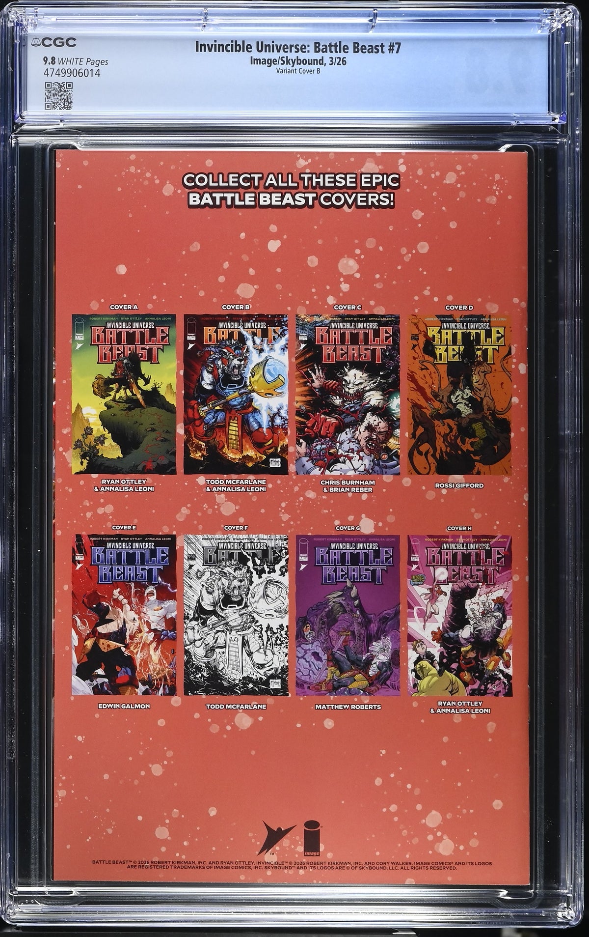 Invincible Universe Battle Beast #7 Cover B Todd McFarlane cover CGC 9.8