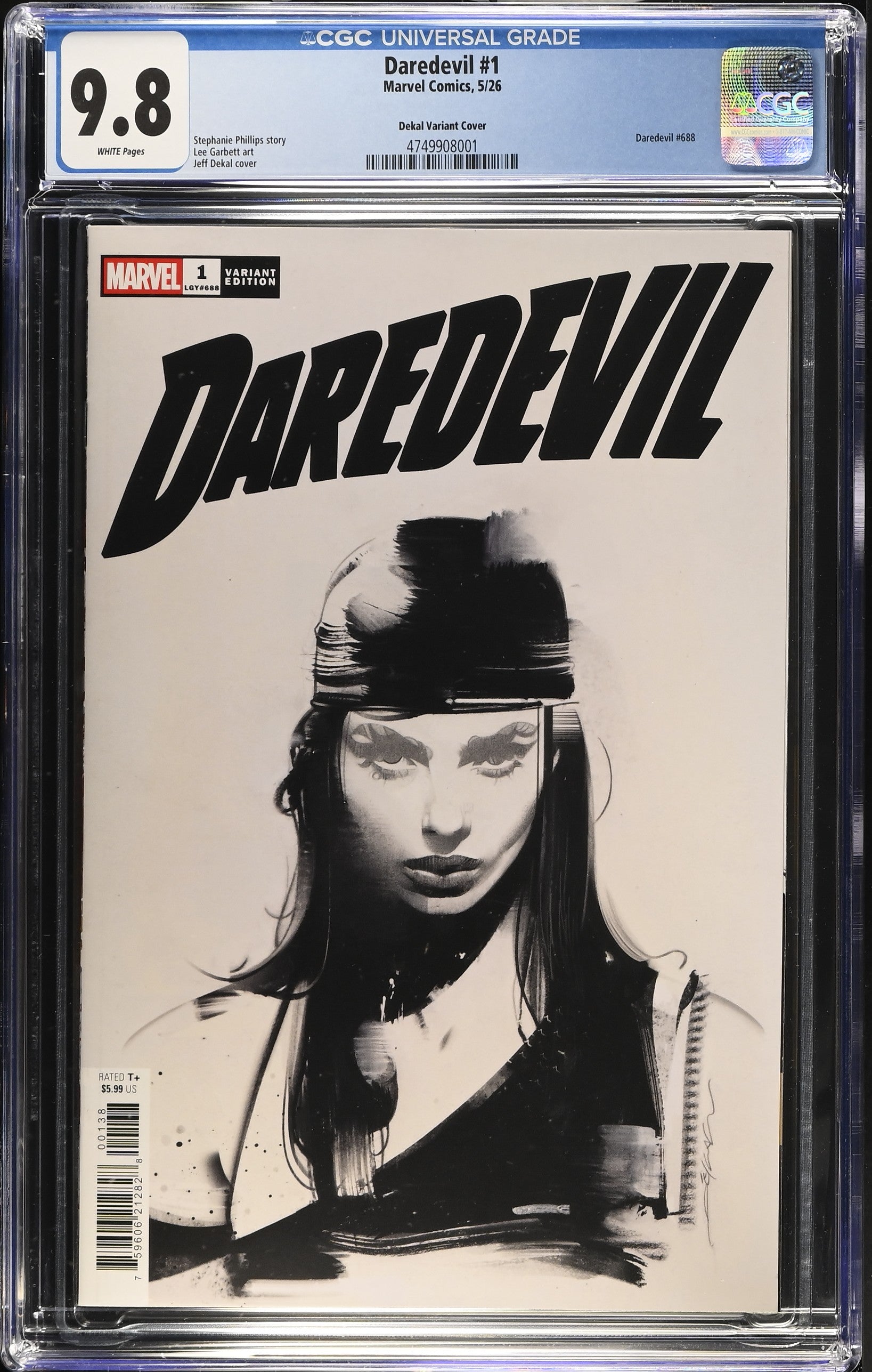 Daredevil #1 1:500 Jeff Dèkal Black & White Variant CGC 9.8