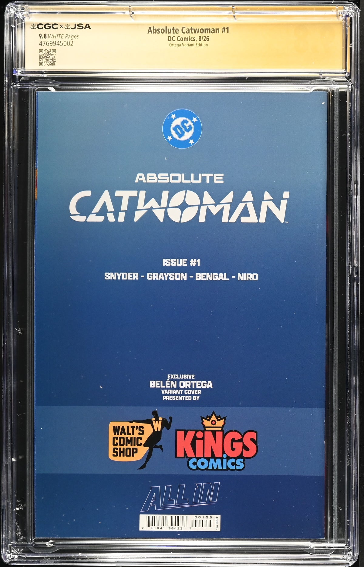 Absolute Catwoman #1 Walt's Comic Shop & Kings Comics Exclusive Belen Ortega Cover BELEN ORTEGA AUTHENTICATED AUTOGRAPH CGC 9.8
