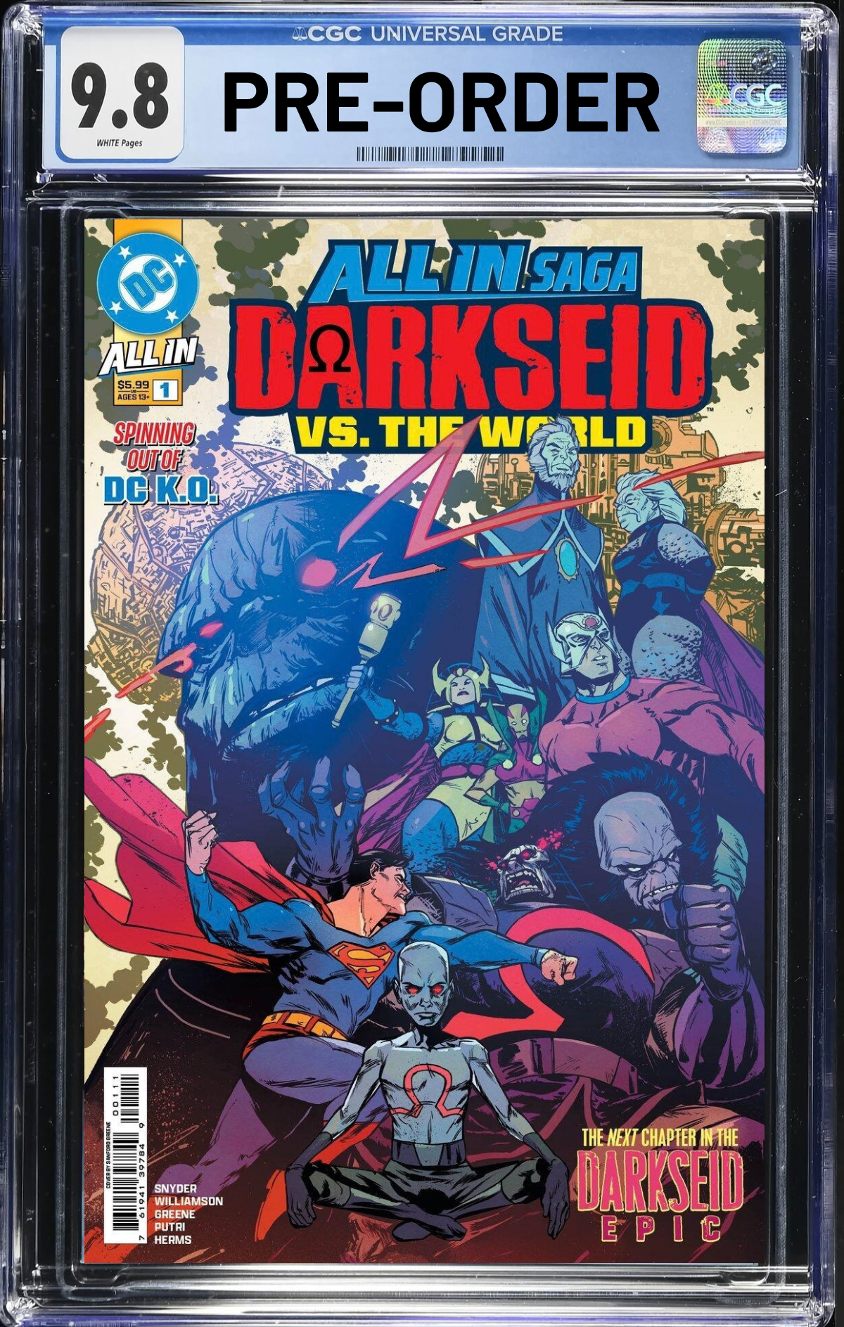 DC All In Saga: Darkseid vs. the World #1 Cover A Sanford Greene CGC 9.8 *PRE-ORDER*