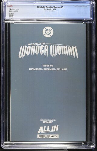 Absolute Wonder Woman 5 Homare cover 1: 50 CGC 9.8 - Walt's Comic Shop
