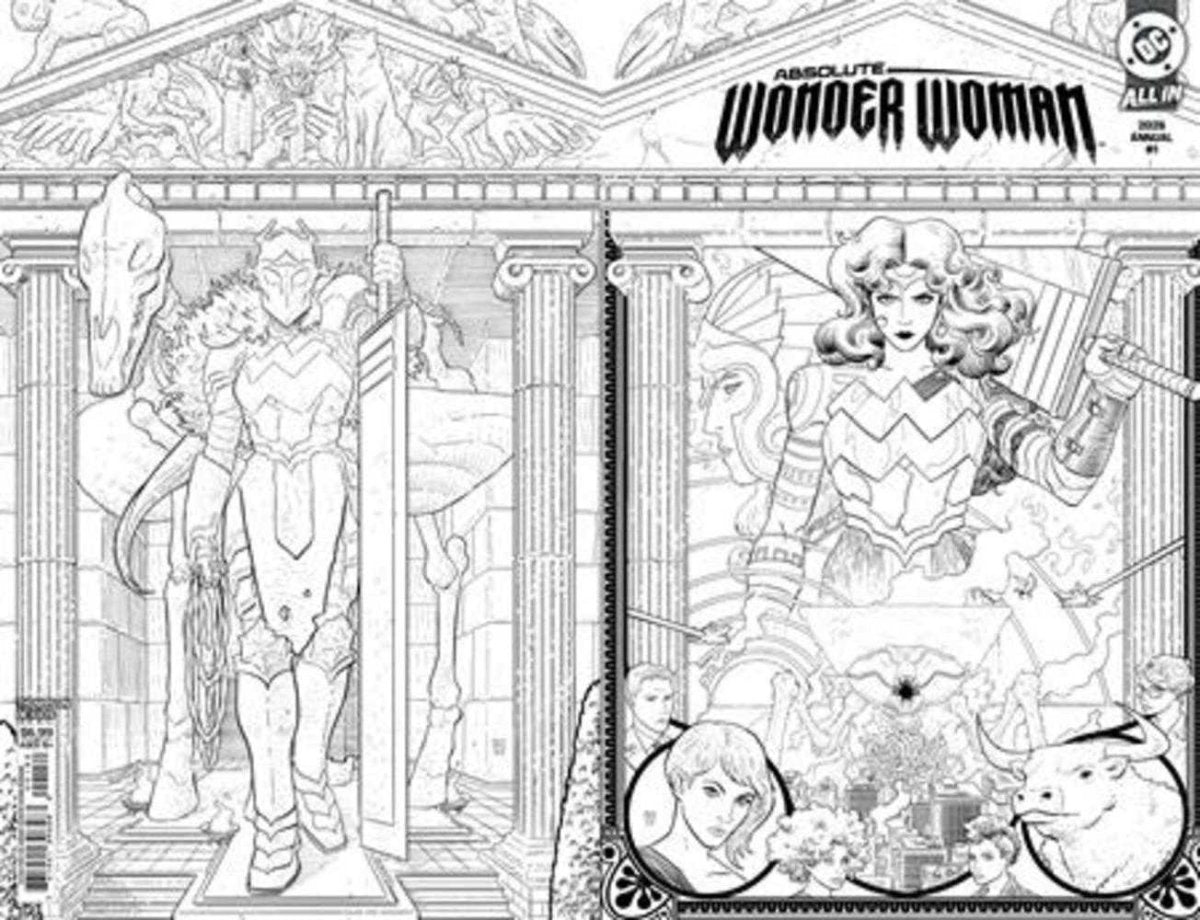 Absolute Wonder Woman Annual 2026 1 (One Shot) 2nd Print Cover B Hayden Sherman Black & White Wraparound Card Stock Variant - Walt's Comic Shop