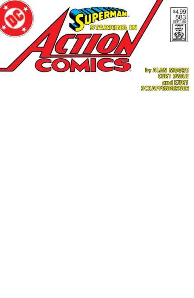 Action Comics 583 Facsimile Edition Cover B Blank Card Stock Variant (Whatever Happened To The Man Of Tomorrow Part 2 Of 2) - Walt's Comic Shop