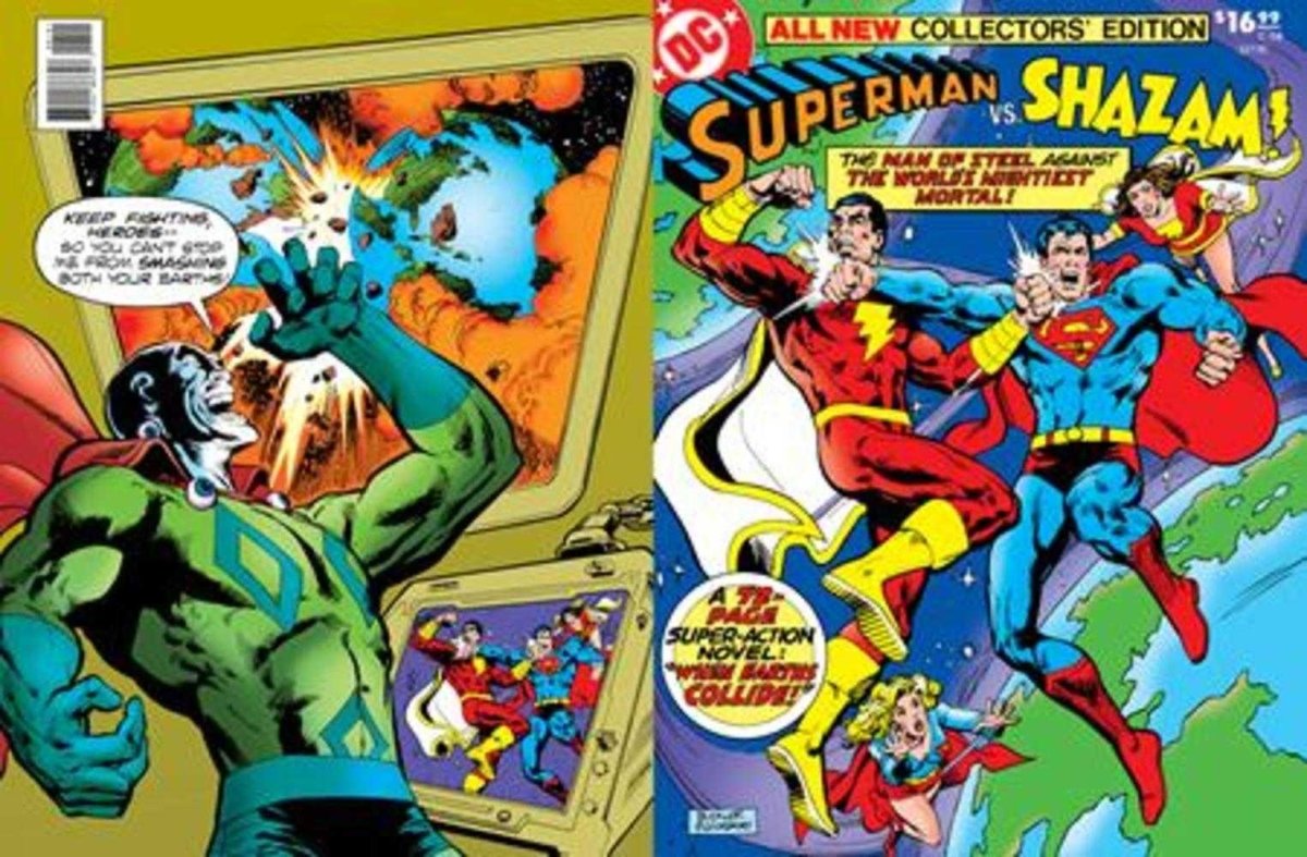 All New Collectors Edition 58 Superman vs Shazam Facsimile Edition Cover B Rich Buckler & Dick Giordano Foil Variant (Huge Oversize Format) - Walt's Comic Shop