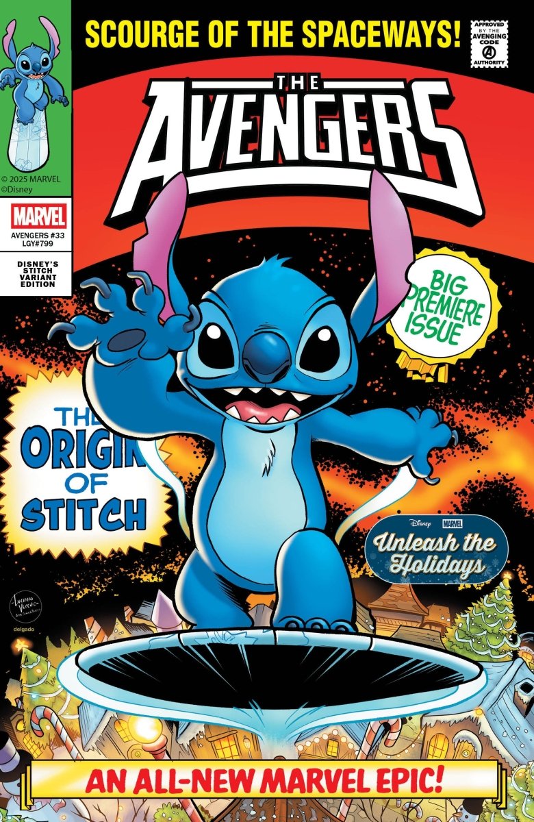 Avengers 33 Luciano Vecchio Disney Stitch Unleash The Holidays Variant - Walt's Comic Shop