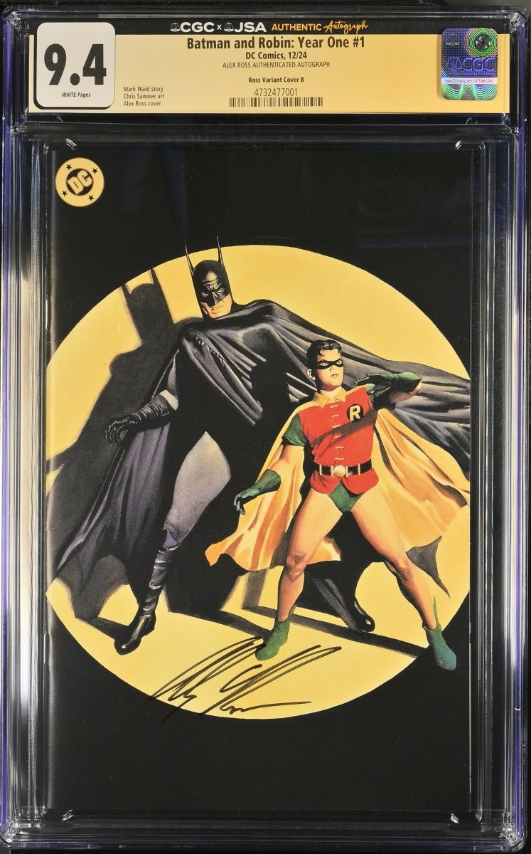 Batman and Robin: Year One 1 Ross Variant Cover B ALEX ROSS AUTHENTICATED AUTOGRAPH CGC 9.4 - Walt's Comic Shop