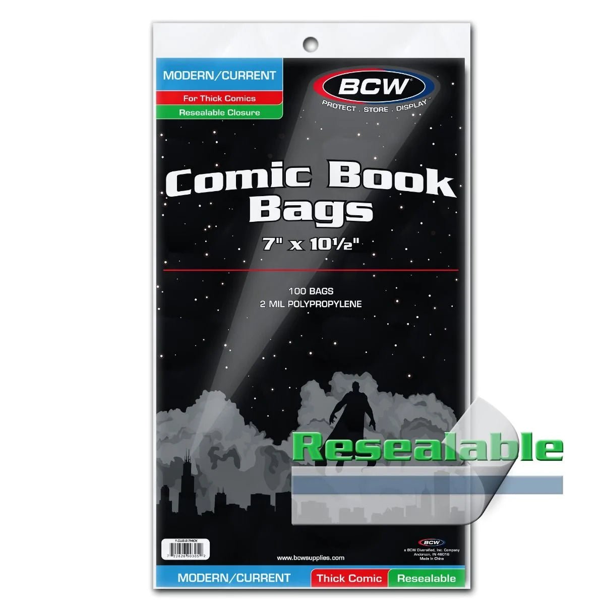 BCW Resealable Current/Modern Comic Bags - Thick (Pack Of 100) - Walt's Comic Shop