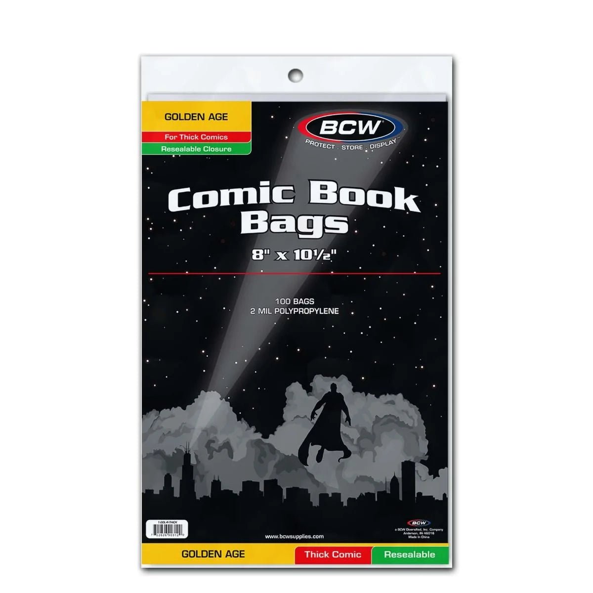 BCW Resealable Golden Comic Bags - Thick (Pack Of 100) - Walt's Comic Shop
