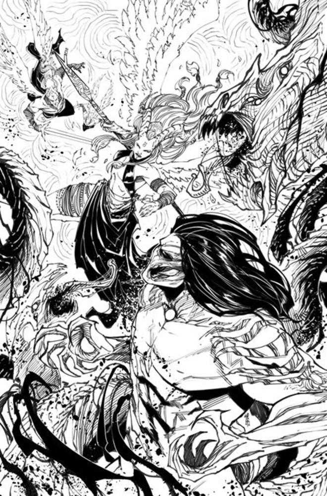 Darkness vs Angelus (One Shot) Cover D Giuseppe Cafaro Black & White 1:25 Ratio Variant - Walt's Comic Shop