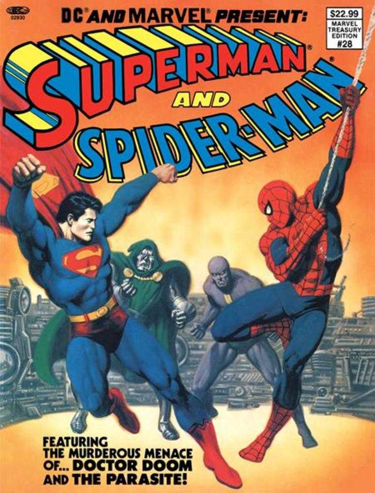 DC And Marvel Present Superman And Spider - Man (Marvel Treasury Edition 28) 1 Facsimile Edition Cover C John Romita Sr & Bob Larkin Foil Variant *Oversize Format* - Walt's Comic Shop