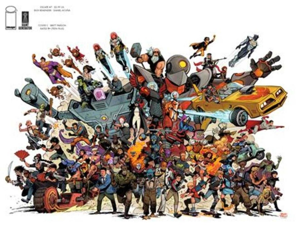 Escape 7 Cover C Brett Parson Giant Generator Group Shot Wraparound 1:15 Ratio Variant - Walt's Comic Shop