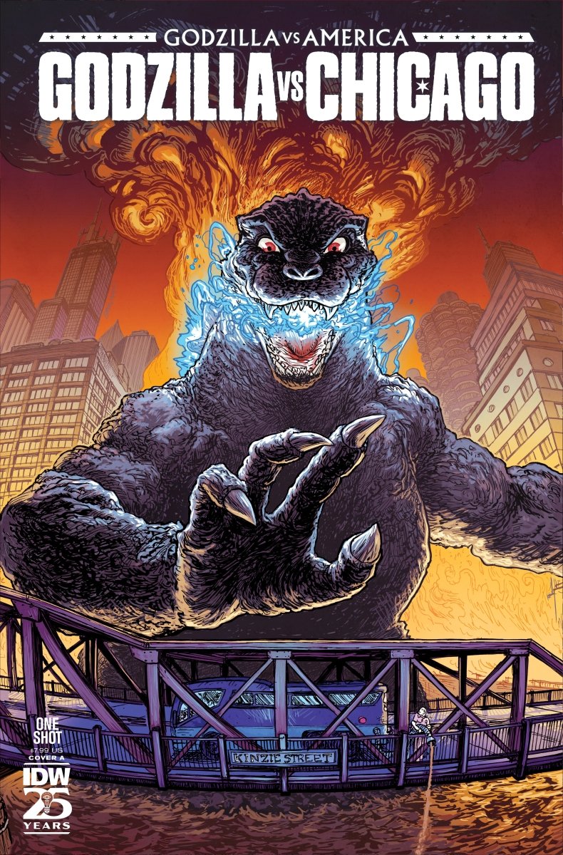 Godzilla vs. America: Chicago Cover A (Browne) - Walt's Comic Shop