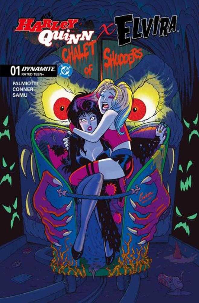 Harley Quinn X Elvira 1 Cover M Amanda Conner Original 1:10 Ratio Variant - Walt's Comic Shop