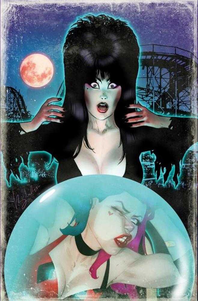 Harley Quinn X Elvira 1 Cover N Ben Caldwell Full Art 1:10 Ratio Variant - Walt's Comic Shop