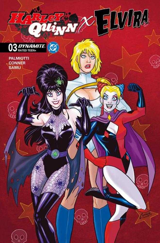 Harley Quinn X Elvira 3 Cover A Amanda Conner Red - Walt's Comic Shop