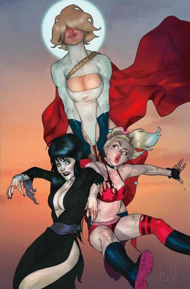 Harley Quinn X Elvira 3 Cover H Ben Caldwell Full Art 1:10 Ratio Variant - Walt's Comic Shop