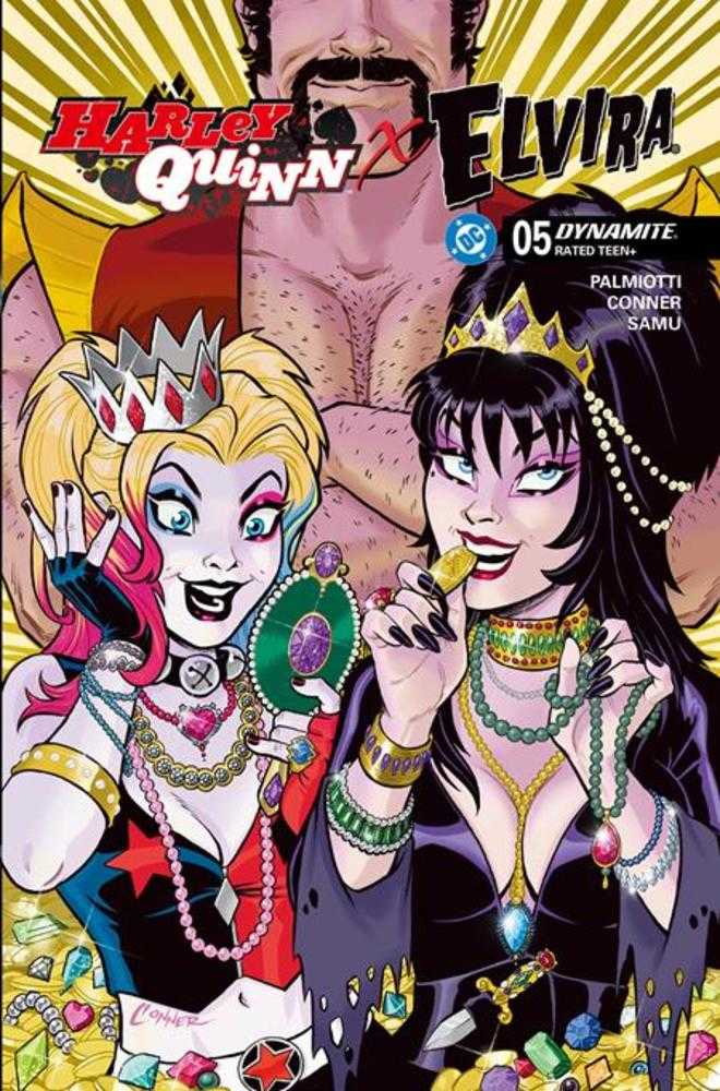Harley Quinn X Elvira 5 Cover H Amanda Conner Jewels 1:10 Ratio Variant - Walt's Comic Shop