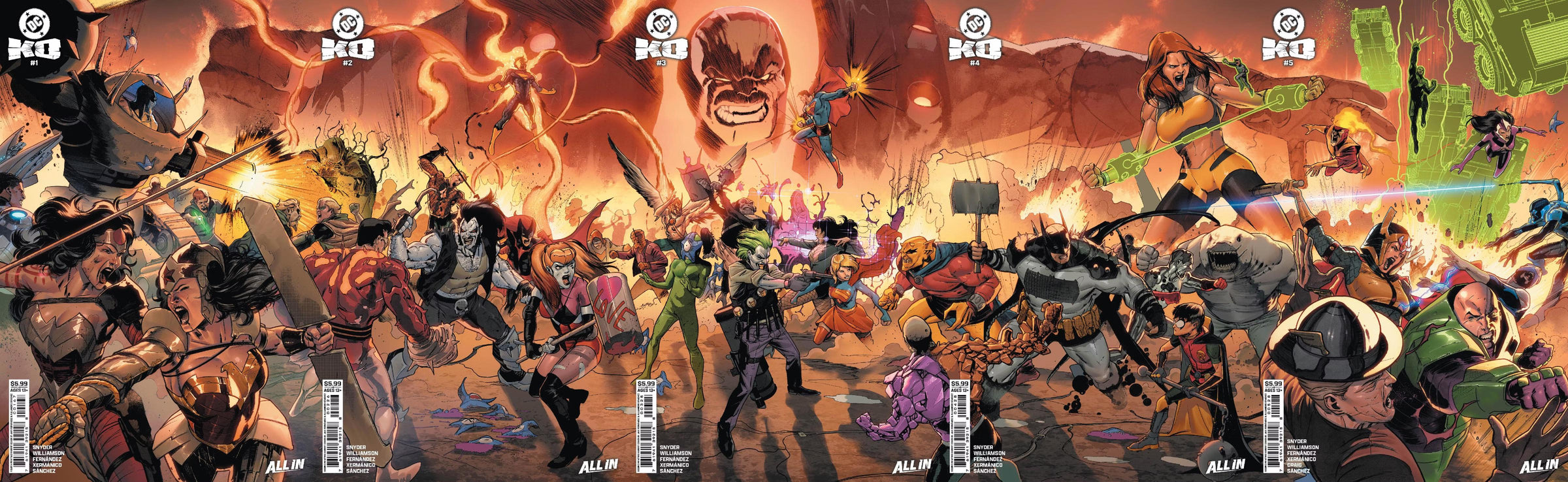 DC K.O. #1–5 Javier Fernández Connecting Card Stock Variant Bundle - Signed by Javier Fernández