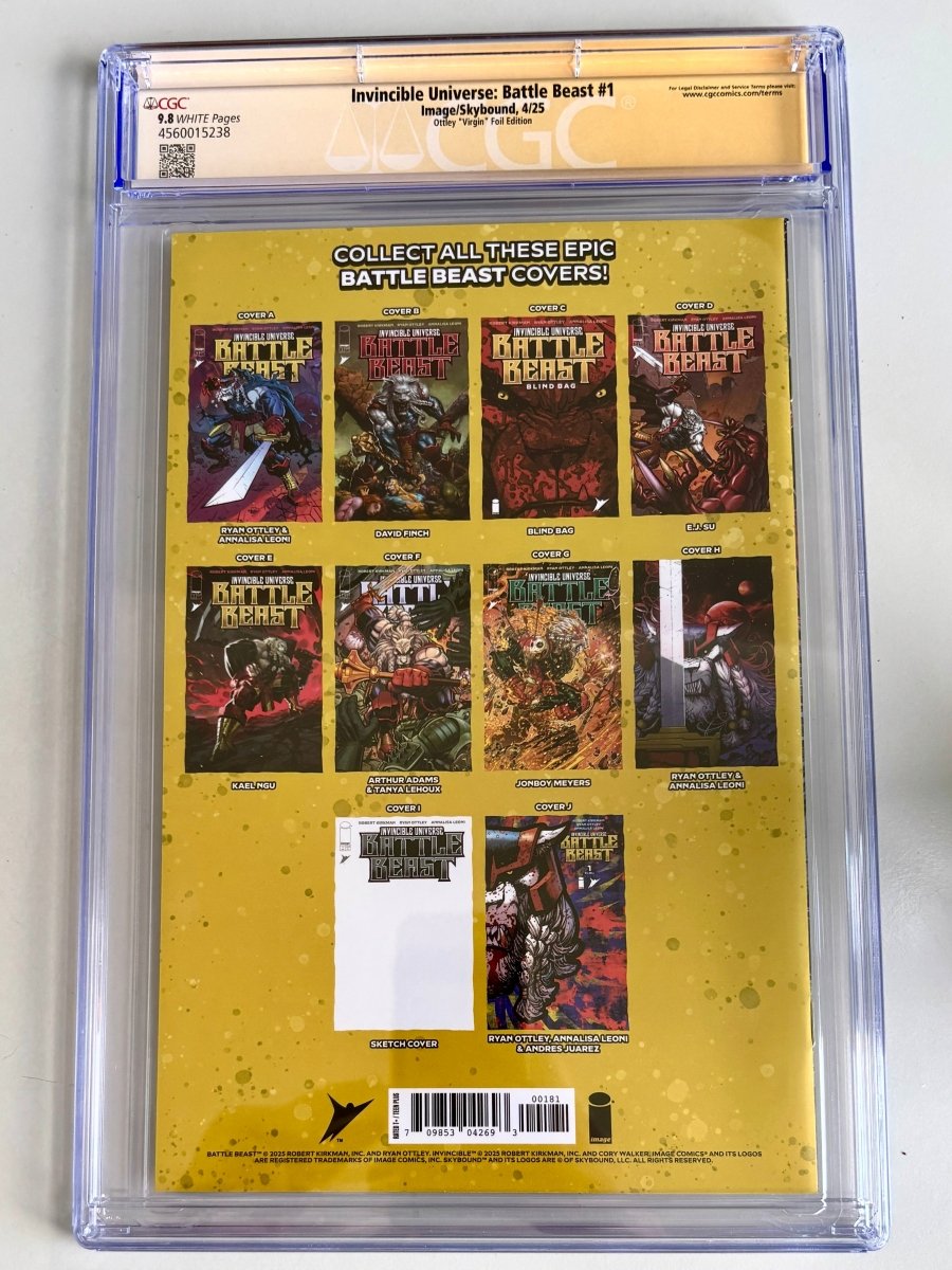 Invincible Universe Battle Beast 1 CGC 9.8 Cover H 1:1000 Ottley Kirkman Signed - Walt's Comic Shop