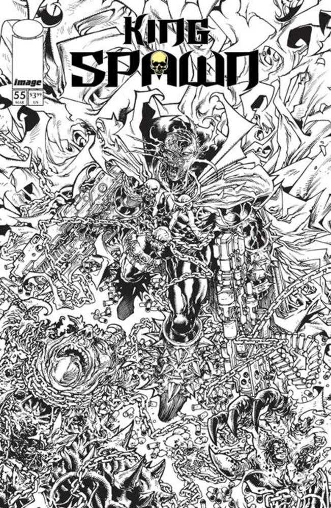 King Spawn 55 Cover B Harvey Tolibao Black & White Variant - Walt's Comic Shop