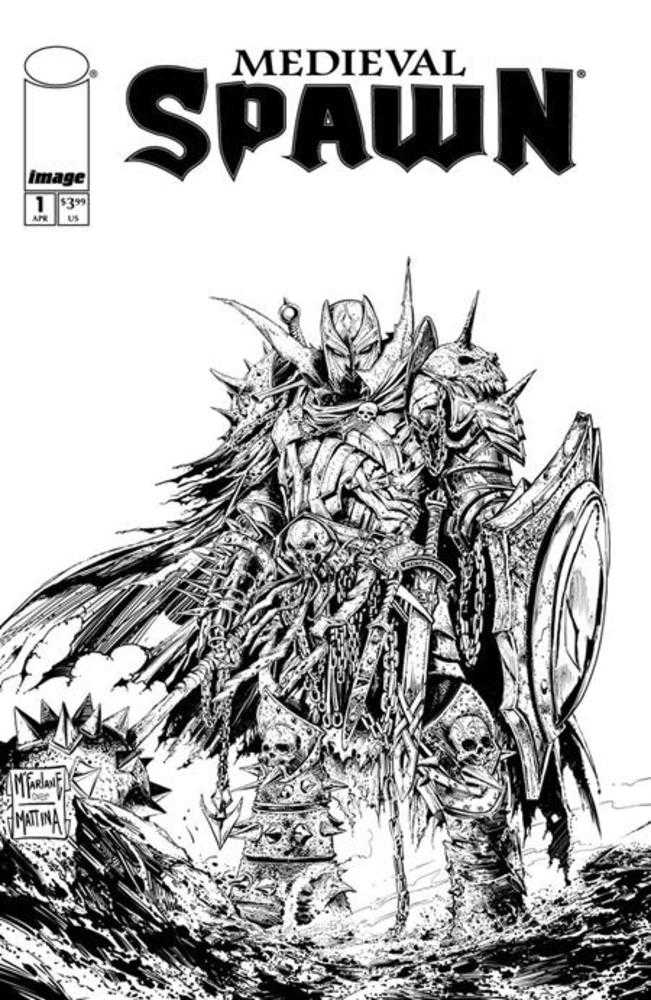 Medieval Spawn #1 (Of 4) Cover B Todd McFarlane & Francesco Mattina Black & White Variant *one copy per customer* - Walt's Comic Shop