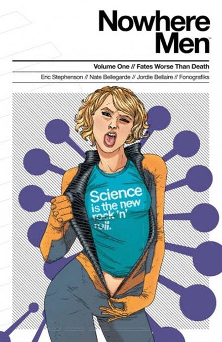 Nowhere Men TP Vol 01 Fates Worse Than Death (Teal Shirt) - Walt's Comic Shop