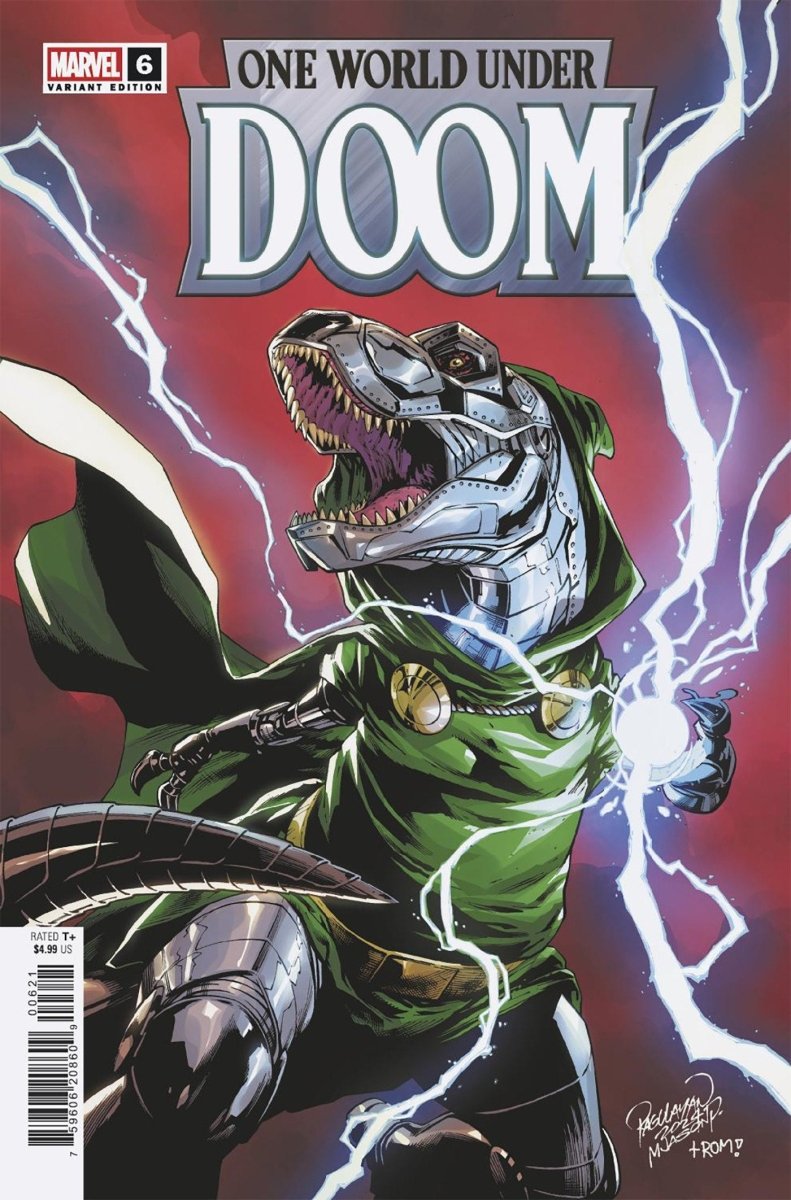 One World Under Doom 6 Carlo Pagulayan Doomasaur Variant - Walt's Comic Shop
