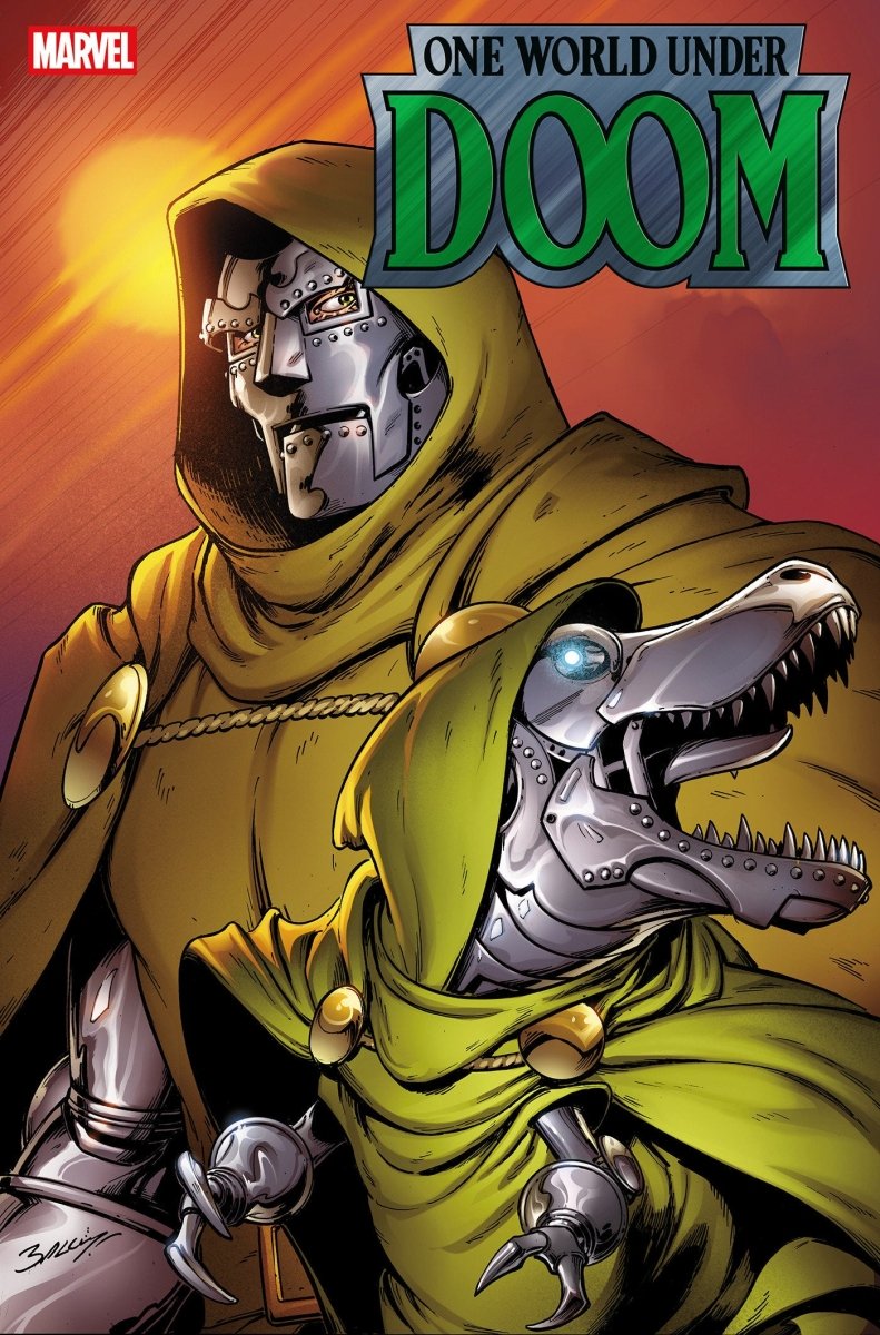 One World Under Doom 9 Mark Bagley Doomasaur Variant - Walt's Comic Shop