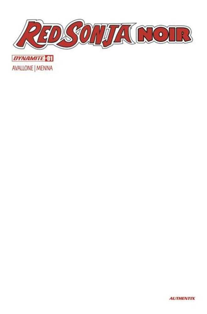 Red Sonja Noir 1 (One Shot) Cover D Blank Authentix Variant - Walt's Comic Shop