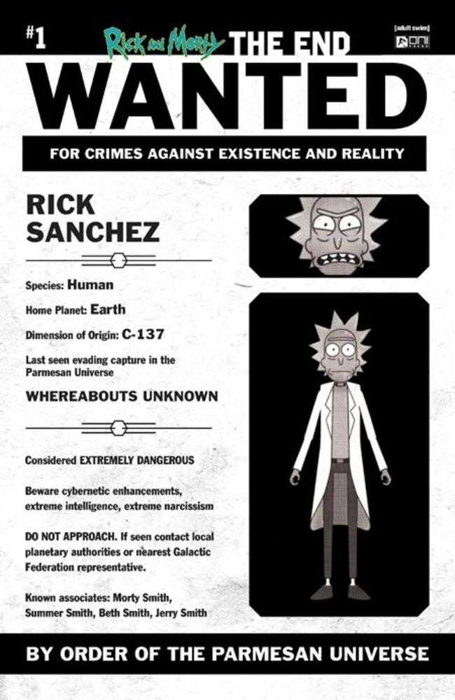 Rick And Morty The End 1 Cover E Most Wanted 1 in 10 Ratio Variant - Walt's Comic Shop