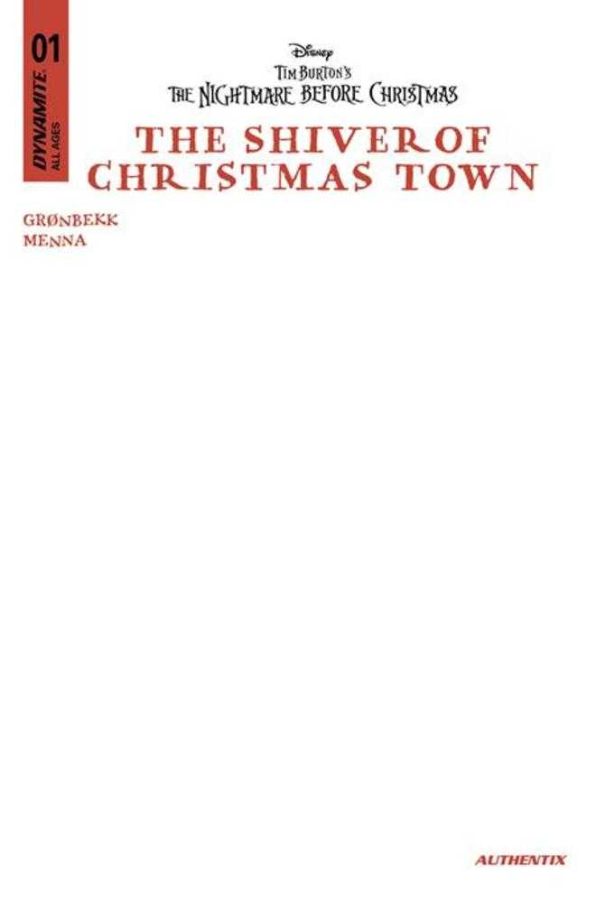 Tim Burtons The Nightmare Before Christmas The Shiver Of Christmas Town 1 Cover E Blank Authentix Variant - Walt's Comic Shop