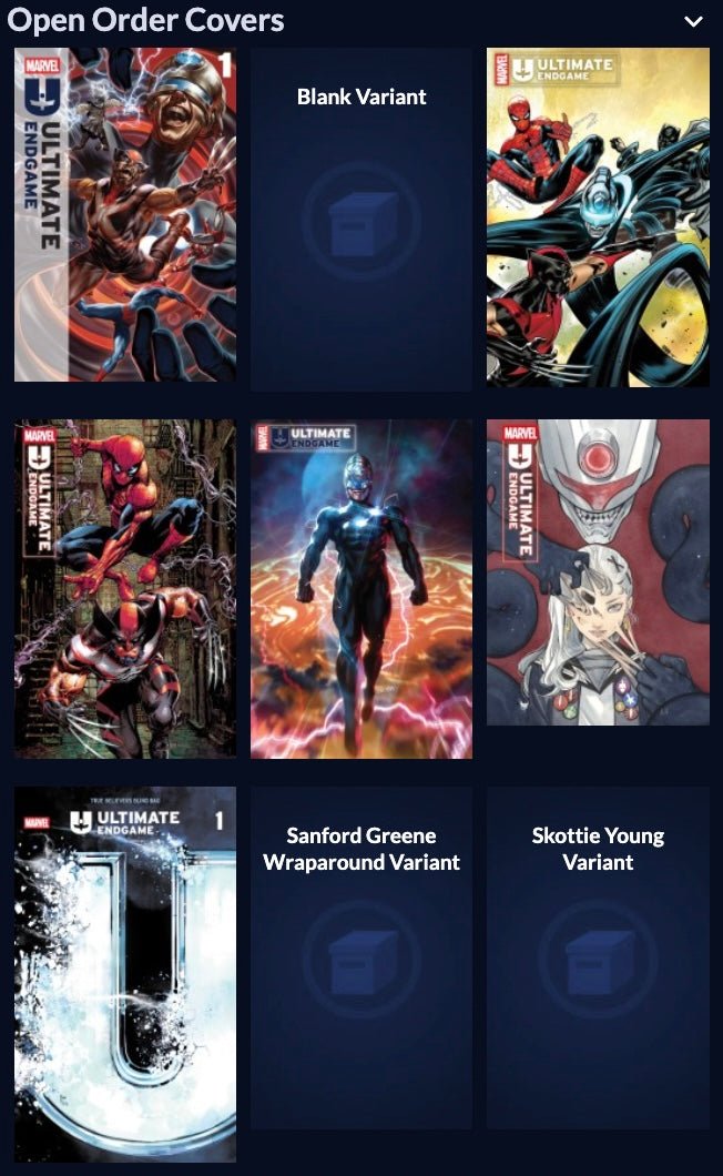 Ultimate Endgame 1 True Believers BUNDLE WITH ALL COVERS (incl all incentives! 1:1000 Zdarsky Cover!) *PRE - ORDER* - Walt's Comic Shop