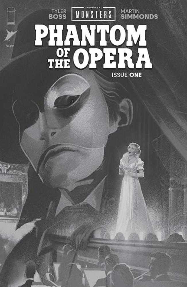 Universal Monsters Phantom Of The Opera 1 (Of 4) Cover D Joshua Middleton Black & White Classic Horror 1:25 Ratio Variant - Walt's Comic Shop