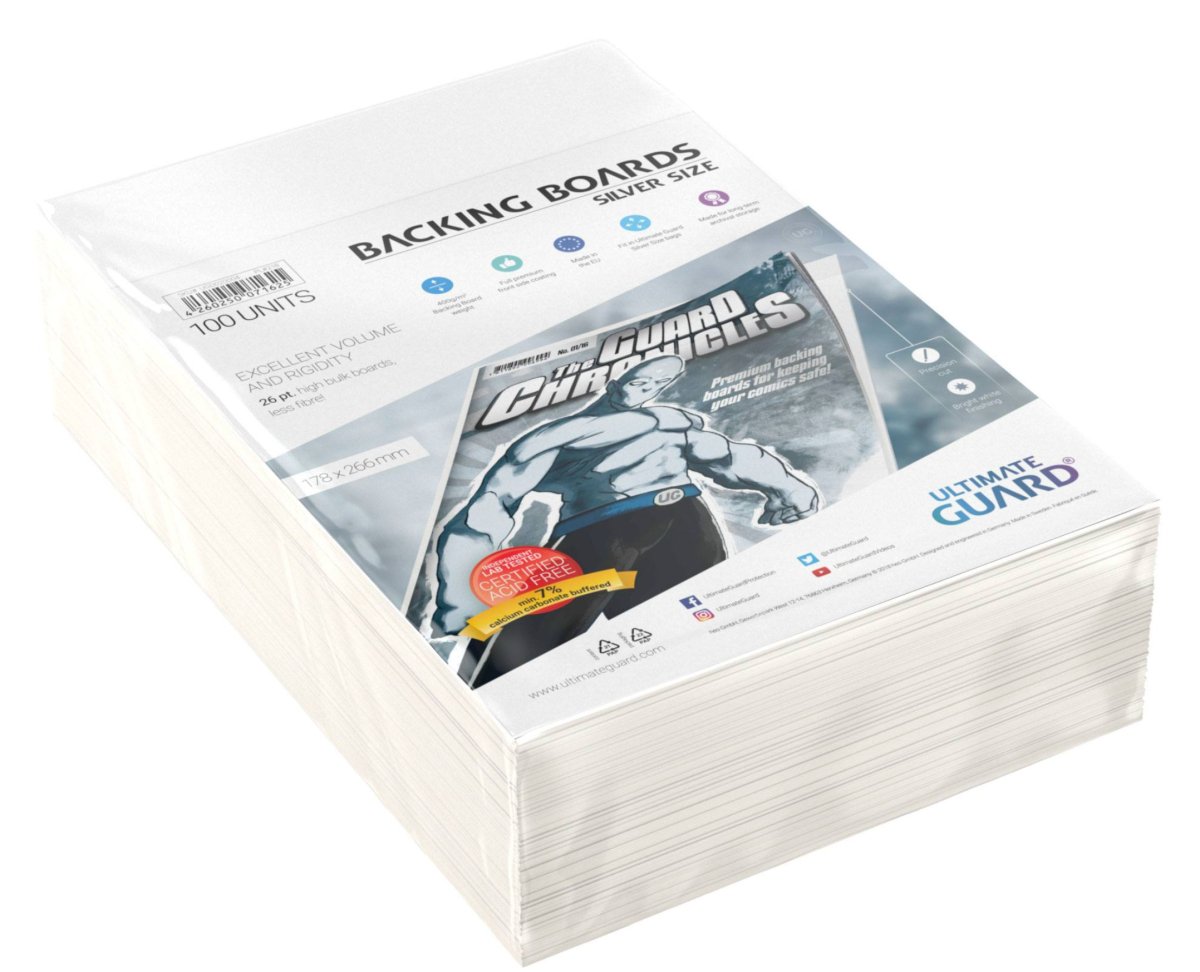 Ultimate Guard Comic Backing Boards Silver Size (100) - Walt's Comic Shop