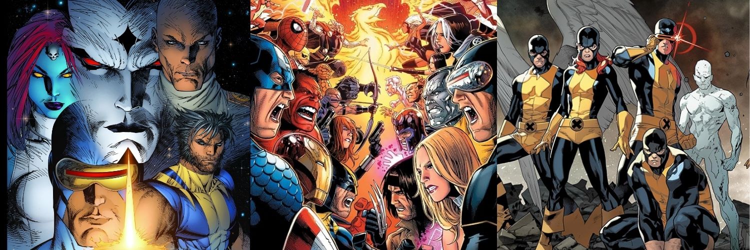 The Header shows the three main covers of the Messiah Trilogy, Avengers VS X-Men and All New X-Men by Bendis.