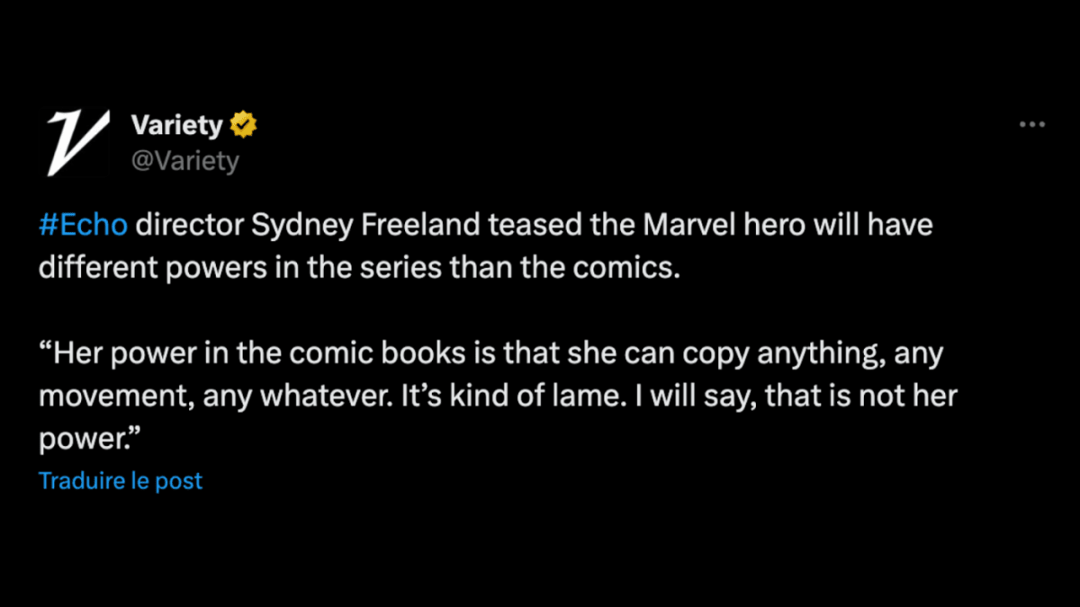 Sydney Freeland says Echo won't have the same powers as in the comics, so how....