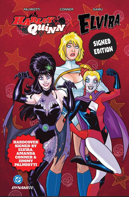 Harley Quinn X Elvira HC Signed By Elvira, Amanda Conner And Jimmy Palmiotti *PRE-ORDER*
