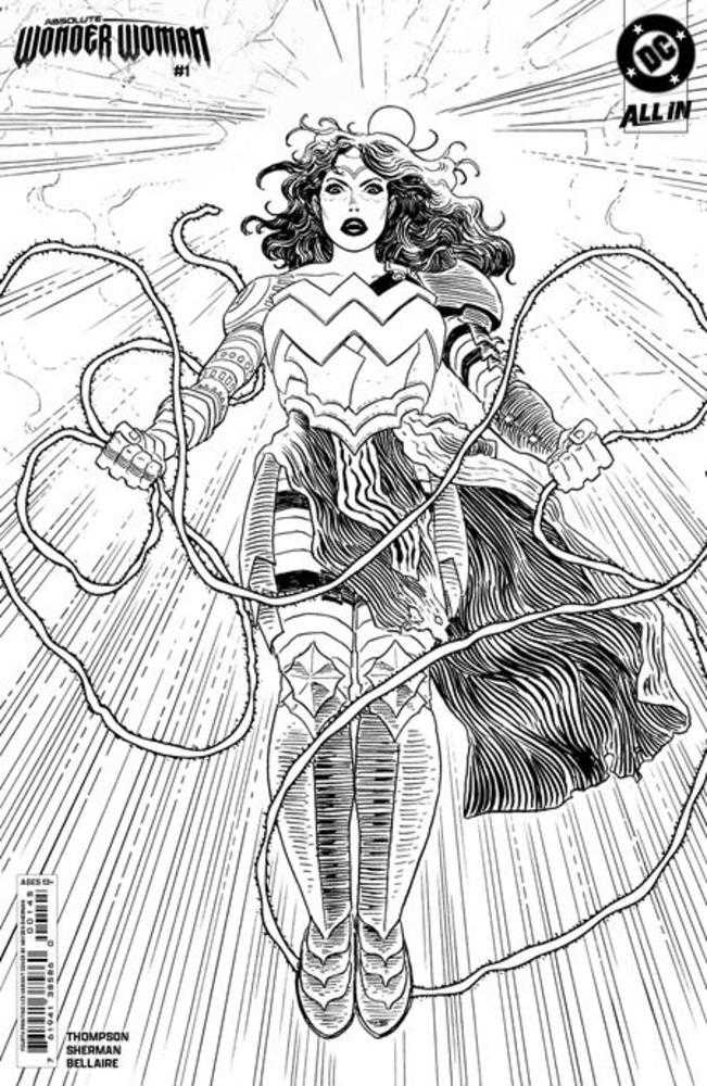 Absolute Wonder Woman #1 4th Print Cover B 1 in 25 Hayden Sherman Black & White Card Stock Variant