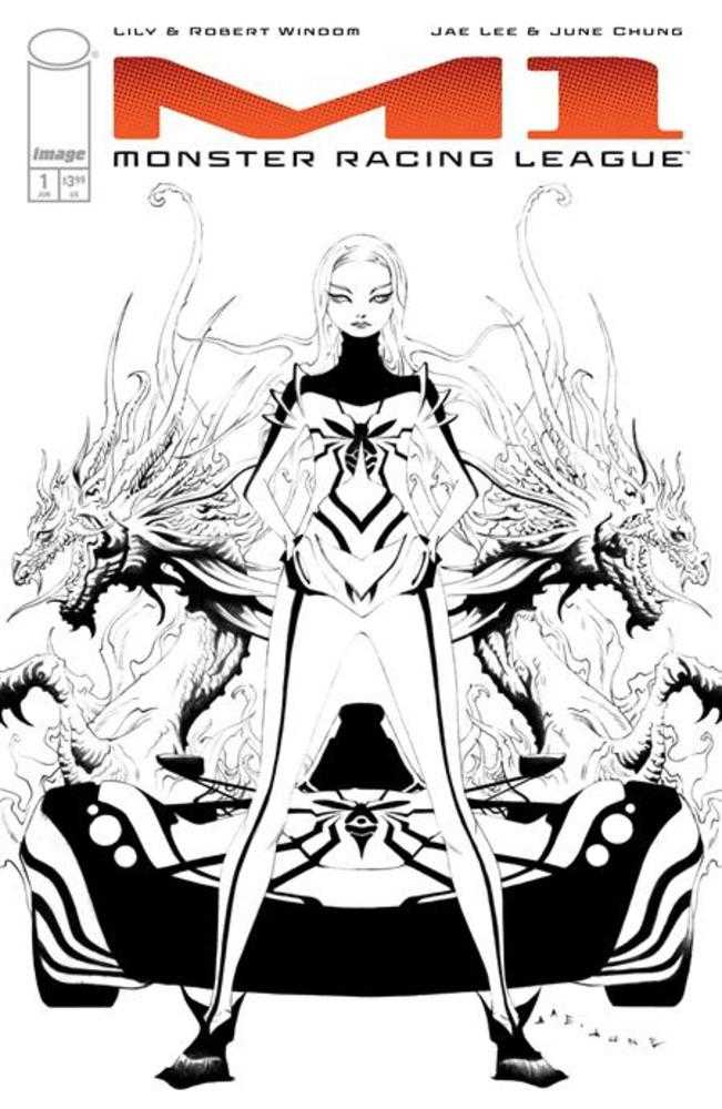 M1 Monster Racing League #1 Cover E Jae Lee Black & White 1:50 Ratio Variant