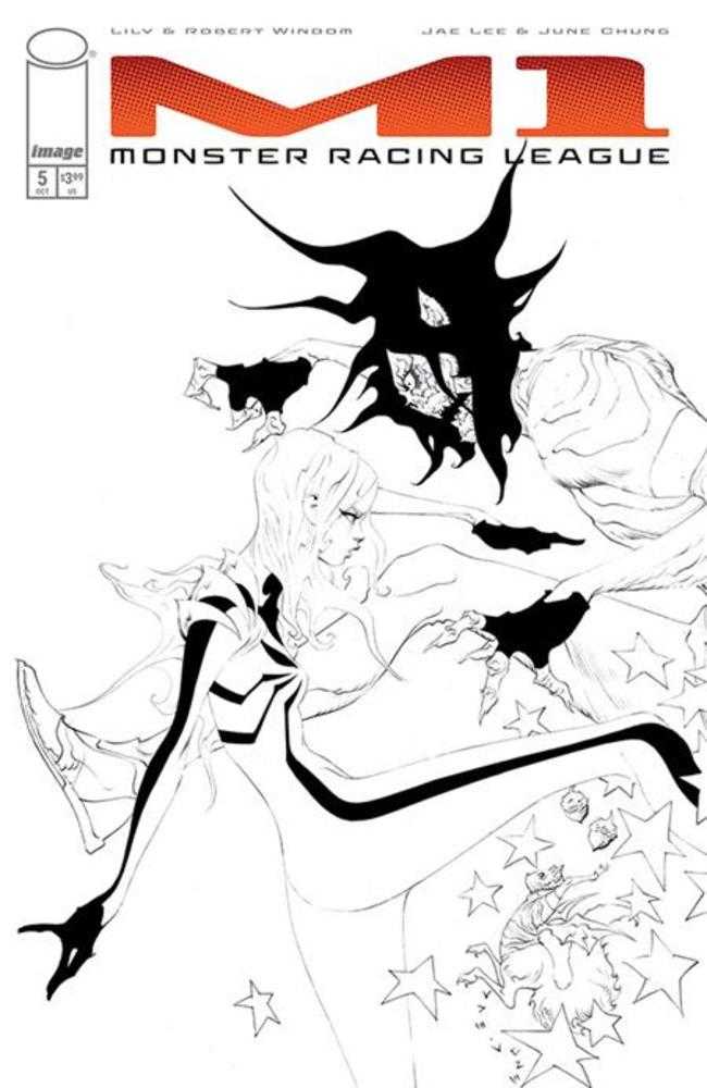 M1 Monster Racing League #5 Cover C Jae Lee Black & White 1:25 Ratio Variant