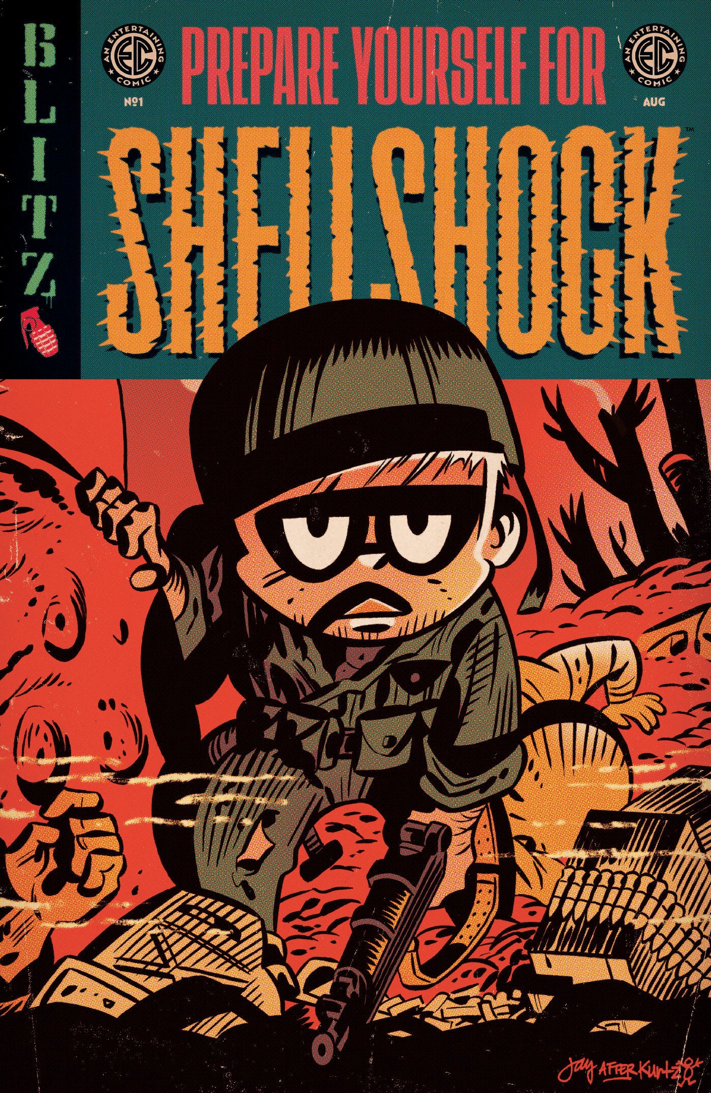 EC Shellshock #1 Cover E Jay Stephens EC Homage 1:10 Ratio Variant
