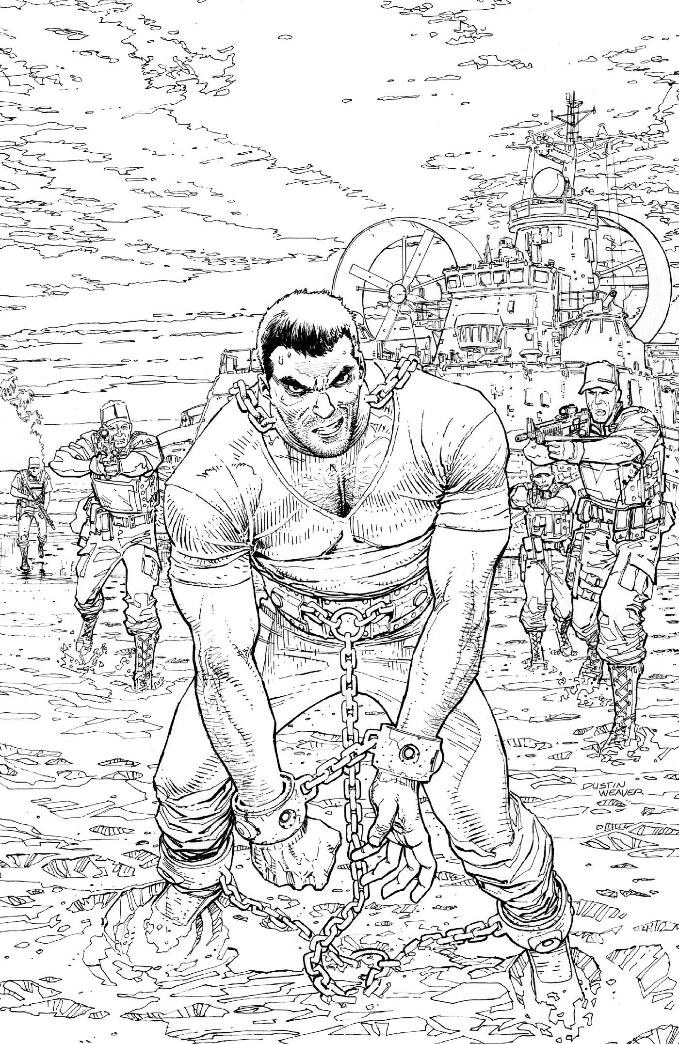 Fort Psycho #1 Cover H Dustin Weaver Black & White 1:20 Ratio Variant