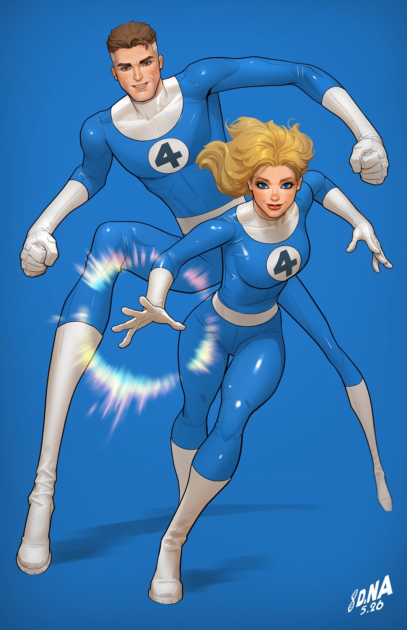 Fantastic Four #14 David Nakayama Color Block Blue Full Art 1:50 Ratio Variant